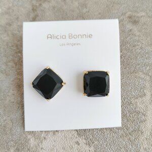 Alicia Bonnie Gold black Sugarcube Earrings Genuine